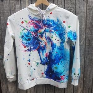 Unicorn White Sublimated Graphic Hoodie XXL